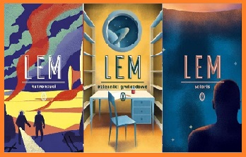obrazek przedstawia 3 okładki książek Lema